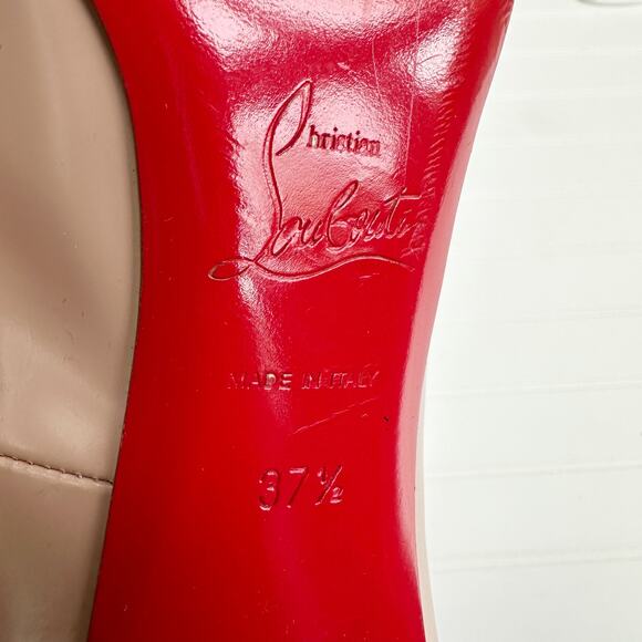Christian Louboutin Decollete 868 Leather Pumps Nude Beige Round Toe Red 37.5 - Picture 6 of 8